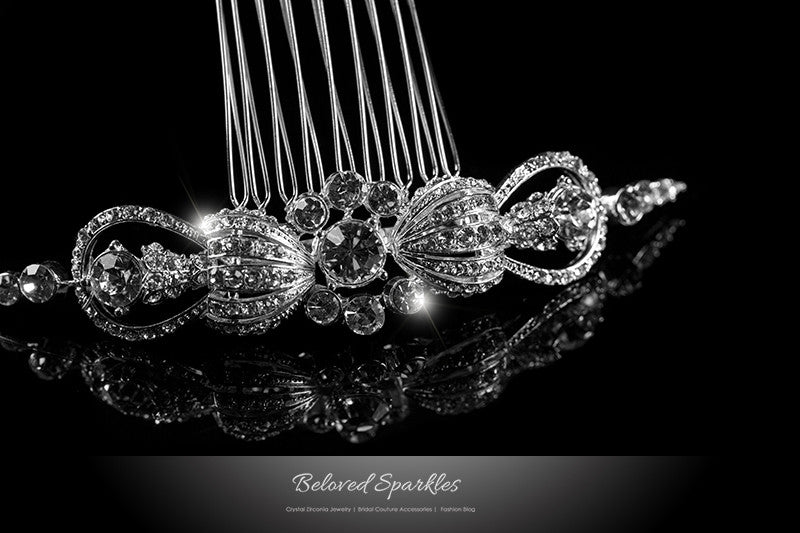 Dextra Vintage Bow Hair Comb | Swarovski Crystal - Beloved Sparkles