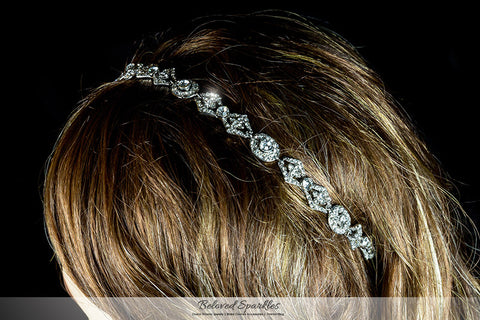Rena Vintage Silver Hair Tie Headband | Swarovski Crystal - Beloved Sparkles
 - 4