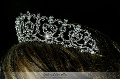 Diana Vintage Art Deco Heart Silver Tiara | Swarovski Crystal - Beloved Sparkles
 - 4