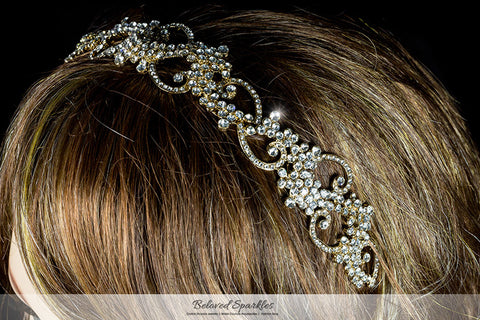 Bethany Swirl Filigree Gold Headband  | Swarovski Crystal - Beloved Sparkles
 - 4