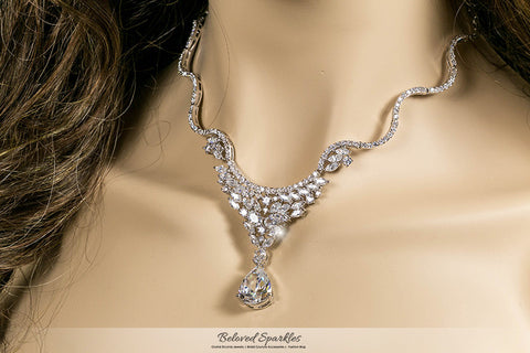 Melita Ornament Dangle Necklace | 60 Carat | Cubic Zirconia - Beloved Sparkles