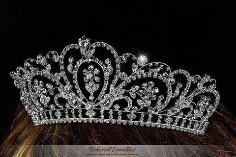 Lorelei Royal Statement Silver Tiara | Swarovski Crystal - Beloved Sparkles
 - 3