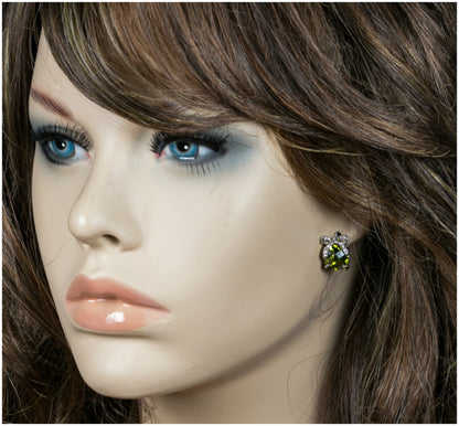Blanche 10mm Olivine Cushion Bow Earrings