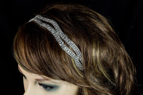Conesa Crystal Two Rows Stretchable Headband | Rhinestone - Beloved Sparkles