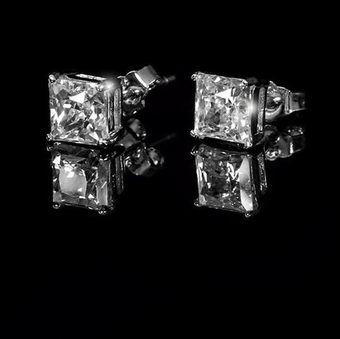Halen Princess Cut Stud Earrings  – 6mm  | 1.25 ct | Sterling Silver