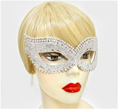 Juleen Cluster Statement Cat Eye Masquerade Mask | Silver | Crystal - Beloved Sparkles
 - 4