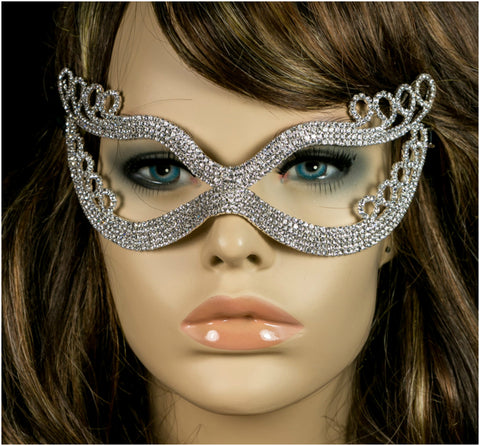 Kinza Crystal Loops Silver Masquerade Mask | Silver | Crystal - Beloved Sparkles
 - 4