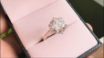 Lauren 10mm Round Solitaire Engagement Ring | 4ct | 925 Sterling Silver