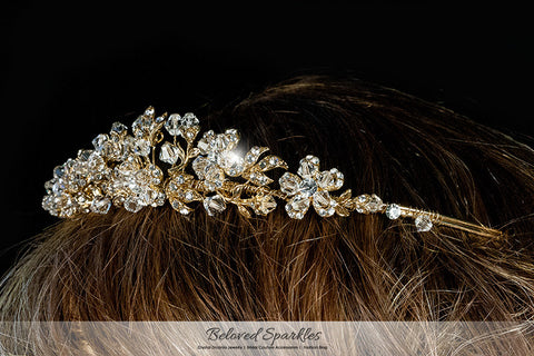 Judith Floral Cluster Gold Tiara | Swarovski Crystal - Beloved Sparkles
 - 5