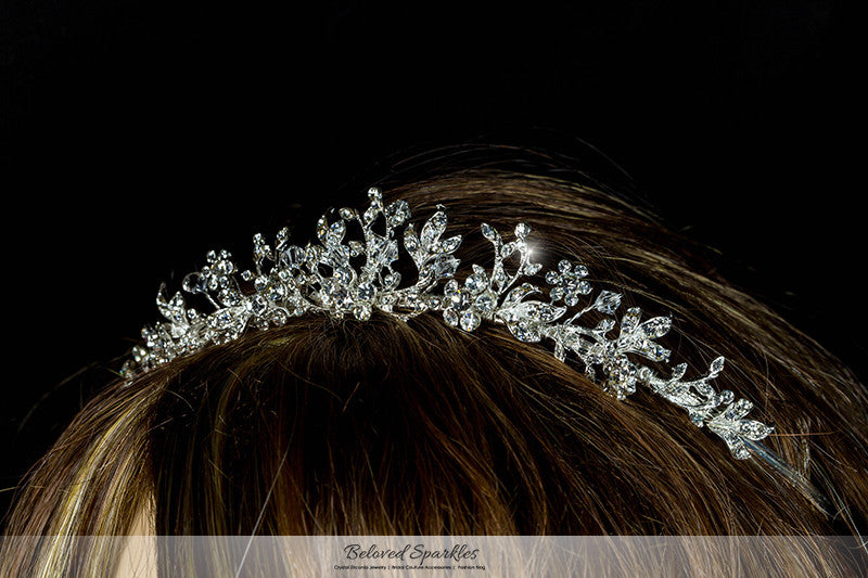 Gretchen Floral Cluster Crystal Tiara | Swarovski Crystal - Beloved Sparkles
 - 5