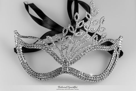 Lorelle Leaves Statement Masquerade Mask | Silver | Crystal - Beloved Sparkles
 - 5