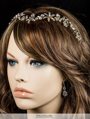 Loretta Flower Forehead Gold Headband| Swarovski Crystal - Beloved Sparkles
 - 4