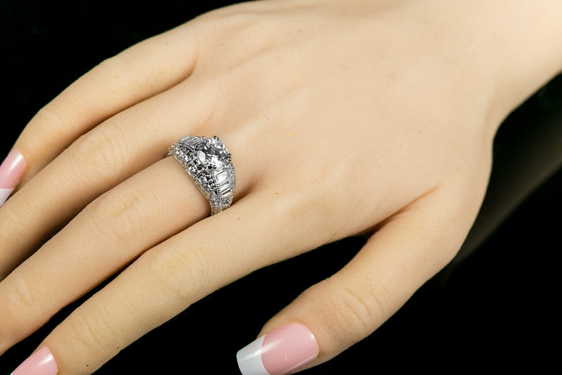 Iris Round CZ Milgrain Engagement Ring | 4.5ct