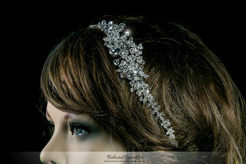 Persis Delicate Cluster Silver Hair Tie Headband | Swarovski Crystal - Beloved Sparkles
 - 5