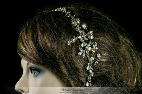 Trista Gold Leaf Hair Tie Headband | Gold | Swarovski Crystal - Beloved Sparkles
 - 5