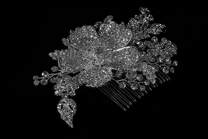 Aida Vintage Flower Statement Hair Comb | Swarovski Crystal - Beloved Sparkles