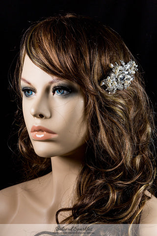 Florence Flower White Pearl Cluster Hair Clip | Swarovski Crystal - Beloved Sparkles