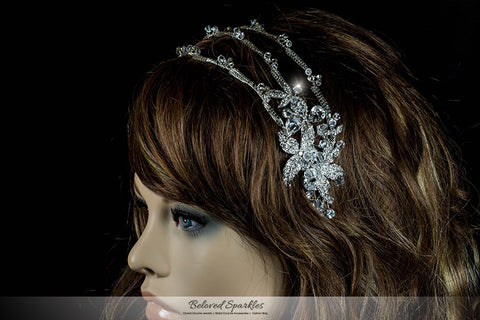 Korina Three Rows Floral Silver Headband | Swarovski Crystal - Beloved Sparkles
 - 5