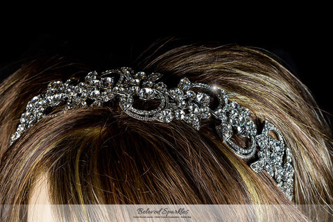 Jorgina Swirl Romance Silver Headband | Swarovski Crystal - Beloved Sparkles
 - 5