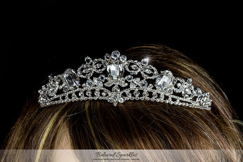 Devora Royal Silver Statement Tiara | Swarovski Crystal - Beloved Sparkles
 - 5