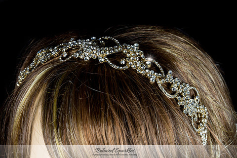 Bethany Swirl Filigree Gold Headband  | Swarovski Crystal - Beloved Sparkles
 - 5