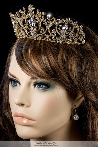 Lucia Victoria Statement Gold Tiara | Swarovski Crystal - Beloved Sparkles
 - 5