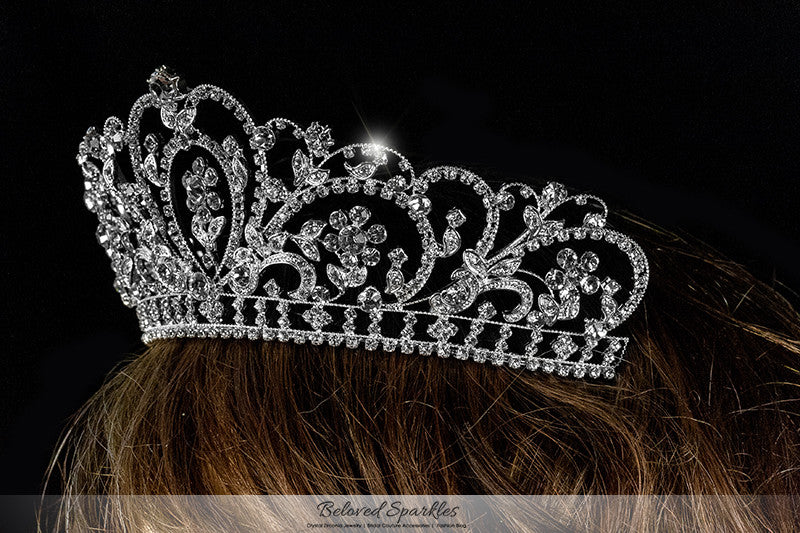 Lorelei Royal Statement Silver Tiara | Swarovski Crystal - Beloved Sparkles
 - 5