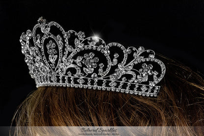Lorelei Royal Statement Silver Tiara | Swarovski Crystal - Beloved Sparkles
 - 5