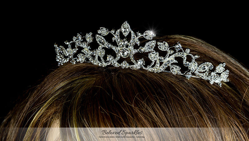 Nedda Art Deco Filigree Silver Tiara | Swarovski Crystal - Beloved Sparkles
 - 5
