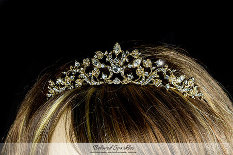 Nedda Art Deco Filigree Tiara | Gold | Swarovski Crystal - Beloved Sparkles
 - 5