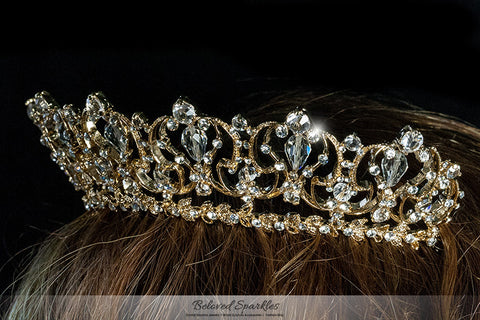 Marissa Vintage Art Deco Gold Tiara | Swarovski Crystal - Beloved Sparkles
 - 5