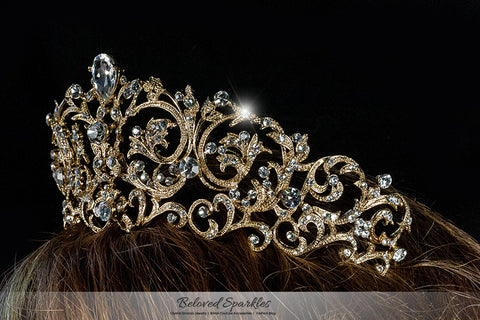 Matilda Victorian Romantic Gold Tiara | Swarovski Crystal - Beloved Sparkles
 - 5