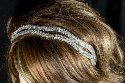 Conesa Crystal Two Rows Stretchable Headband | Rhinestone - Beloved Sparkles