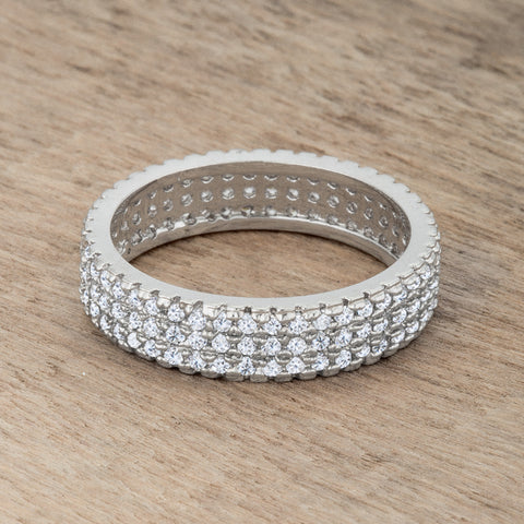 Chare CZ Cluster Eternity Silver Band Ring | 3.5ct