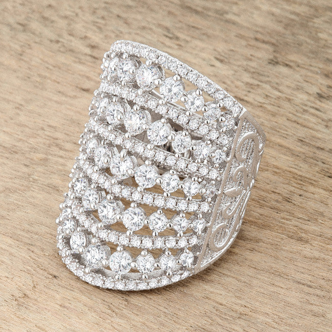 Charlyn Art Deco Cluster Statement Cocktail Ring | 7 Carat | Cubic Zirconia - Beloved Sparkles