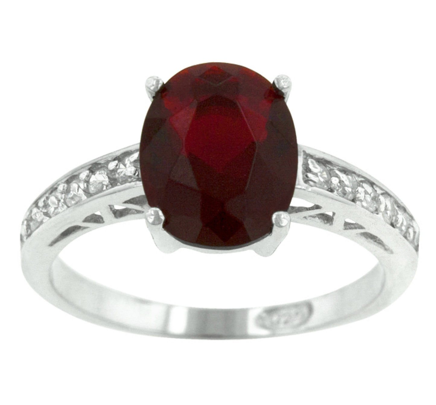 Evelina Ruby Oval Solitaire Engagement Ring | 3ct | Cubic Zirconia | Sterling Silver