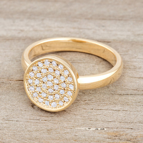 Krystal 14k Gold Pave Circle Cluster  Fashion Cocktail Ring | .8 Carat |Cubic Zirconia - Beloved Sparkles
 - 4