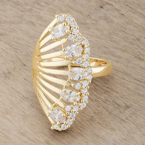 Natalie 14k Gold Art Deco Contemporary Ring | 2.5  Carat |Cubic Zirconia - Beloved Sparkles
 - 5