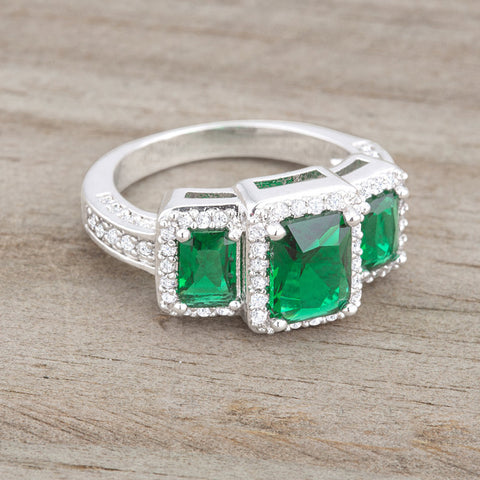 Rita Three Stone Emerald Radiant Cut Cocktail Ring | 5 Carat | Cubic Zirconia - Beloved Sparkles
 - 5