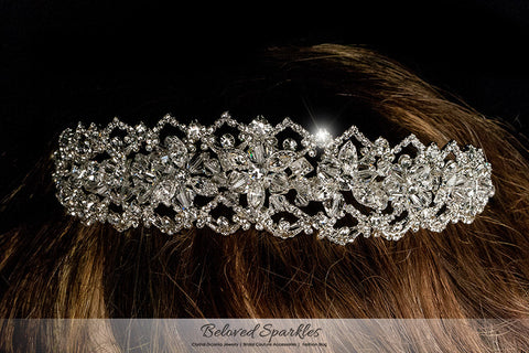 Lara Victorian Art Deco Silver Tiara | Swarovski Crystal - Beloved Sparkles
 - 5