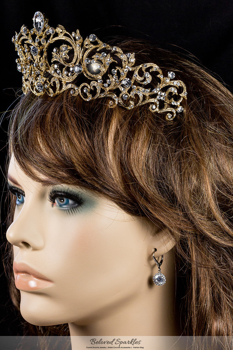 Matilda Victorian Romantic Gold Tiara | Swarovski Crystal - Beloved Sparkles
 - 6