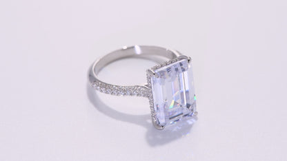 Sylvia 14x10mm Emerald CZ Engagement Ring | 8.5ct | 925 Sterling Silver