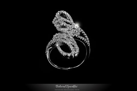 Rinada Micro Pave Angel  Wings 4 Carat Fashion Ring | 1.5ct | Cubic Zirconia | Silver