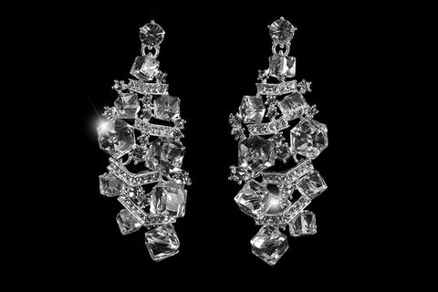 Daja Art Deco Cube Confetti Cluster Bib Necklace Set | Crystal - Beloved Sparkles