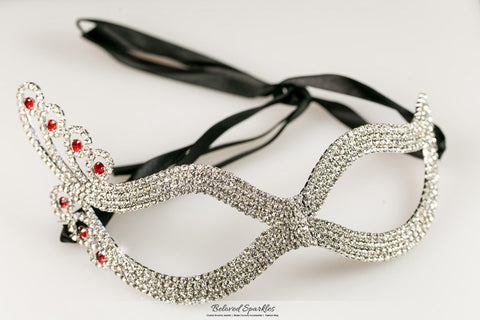 Dicey Ruby Art Deco Silver Masquerade Mask | Silver | Crystal - Beloved Sparkles
 - 1