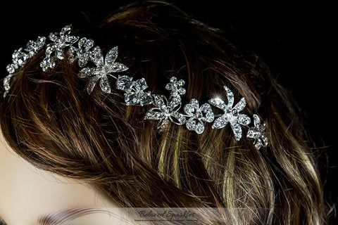 Loretta Flower Forehead Silver Headband | Swarovski Crystal - Beloved Sparkles
 - 6