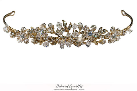 Judith Floral Cluster Gold Tiara | Swarovski Crystal - Beloved Sparkles
 - 6