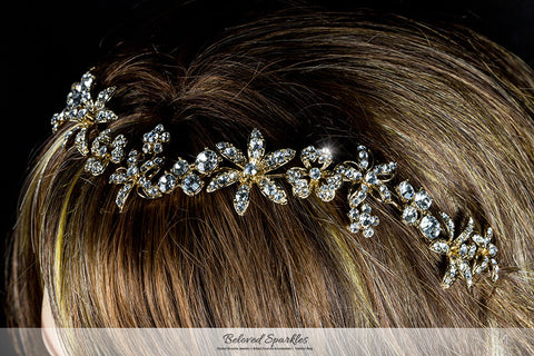 Loretta Flower Forehead Gold Headband| Swarovski Crystal - Beloved Sparkles
 - 5