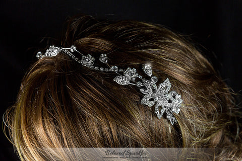 Hermilla Flower Cluster Silver Headband | Swarovski Crystal - Beloved Sparkles
 - 6