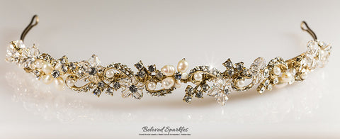 Eva Floral Pearl Gold Headband | Swarovski Crystal - Beloved Sparkles
 - 6